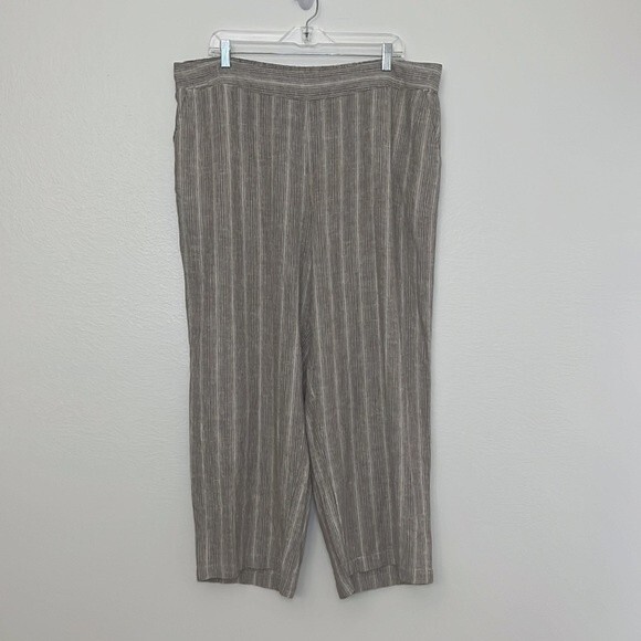 Isaac Mizrahi Bridgehampton Wide Leg Linen Pant Women's A485815 Sz 1XP mocha - Picture 1 of 10